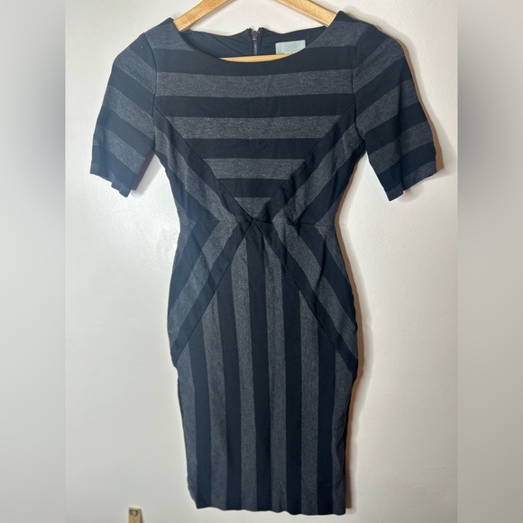 Maeve Dresses & Skirts - Anthropologie Maeve Geoplane gray black stripe bodycon pencil dress Size  2